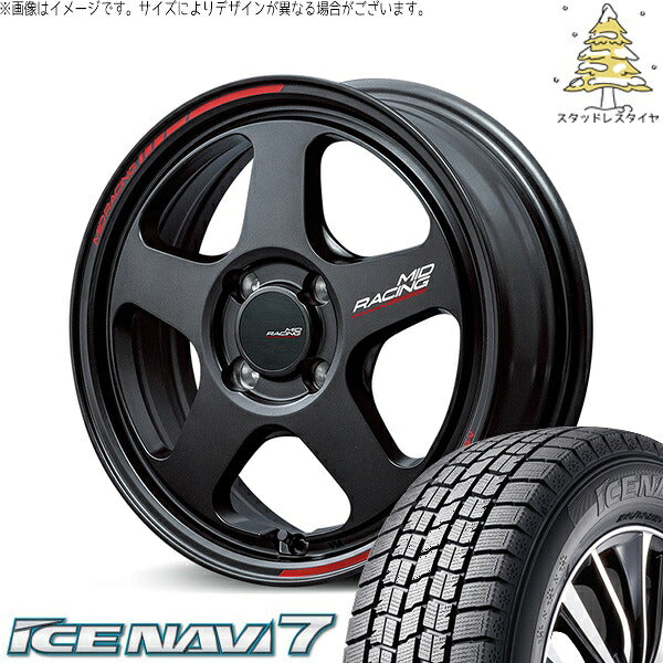グッドイヤー アイスナビ7 175/60R16 ＋ MIDレーシング TR50 ターマックブラック 16インチ 6J +45 4H100P スタッドレス・ホイール4本セット。1枚目。