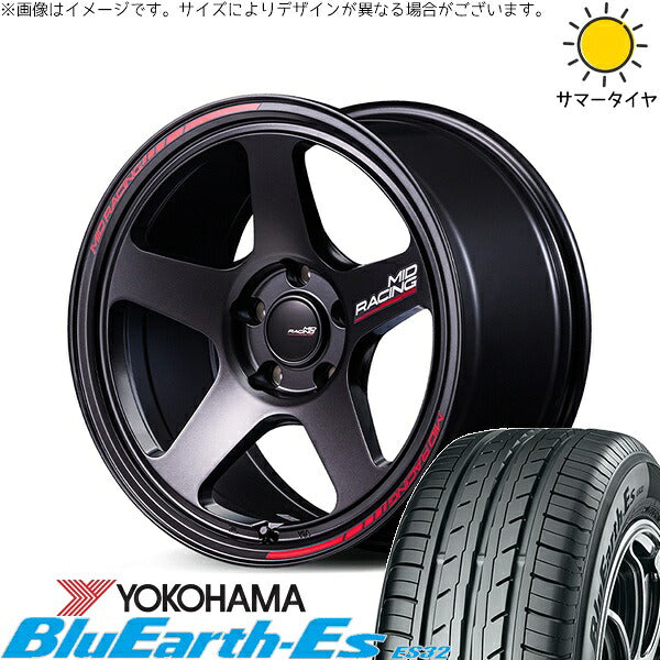 ヨコハマタイヤ ブルーアース ES32 225/45R18 ＋ MIDレーシング TR50 ターマックブラック 18インチ 8J +45 5H114.3P サマー・ホイール4本セット。1枚目。