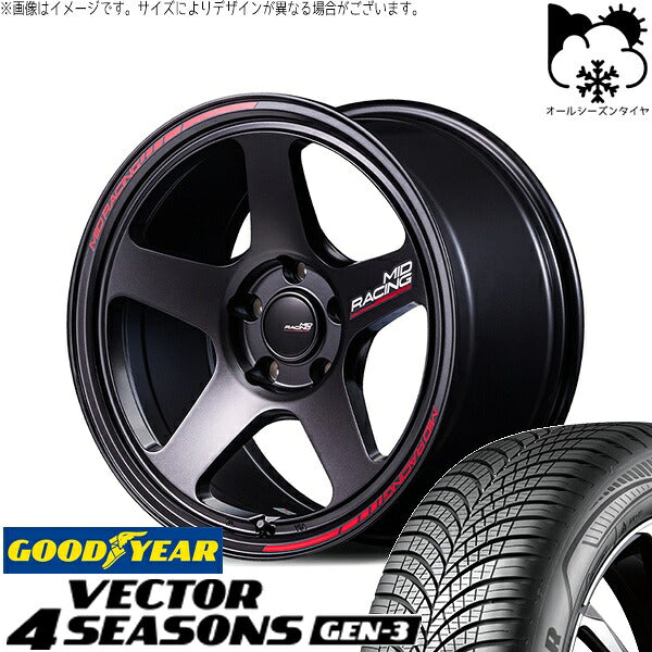 グッドイヤー ベクター4シーズンズ GEN-3 225/55R18 ＋ MIDレーシング TR50 ターマックブラック 18インチ 8J +45 5H114.3P オールシーズン・ホイール4本セット。1枚目。
