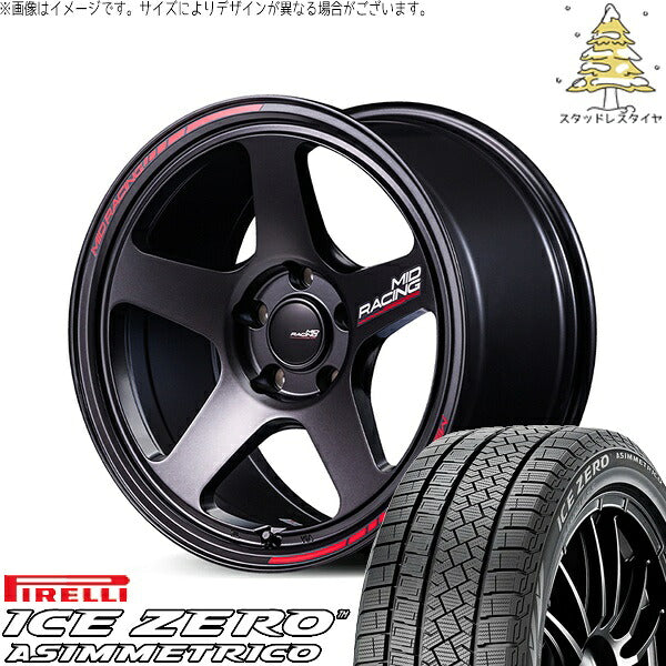 ピレリ アイスゼロアシンメトリコ (ICEZERO ASIMMETRICO) 215/50R17 ＋ MIDレーシング TR50 ターマックブラック 17インチ 7.5J +48 5H114.3P スタッドレス・ホイール4本セット。1枚目。