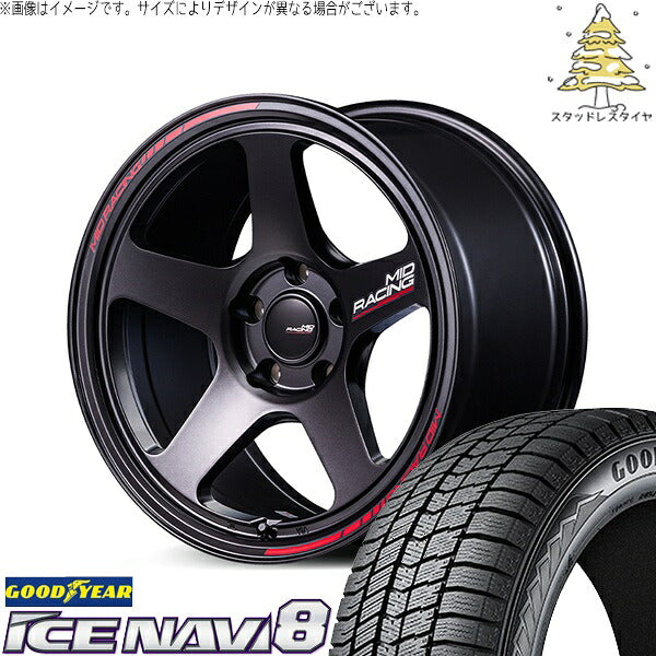 グッドイヤー アイスナビ エイト (ICENAVI8) 215/55R17 ＋ MIDレーシング TR50 ターマックブラック 17インチ 7.5J +48 5H114.3P スタッドレス・ホイール4本セット。1枚目。