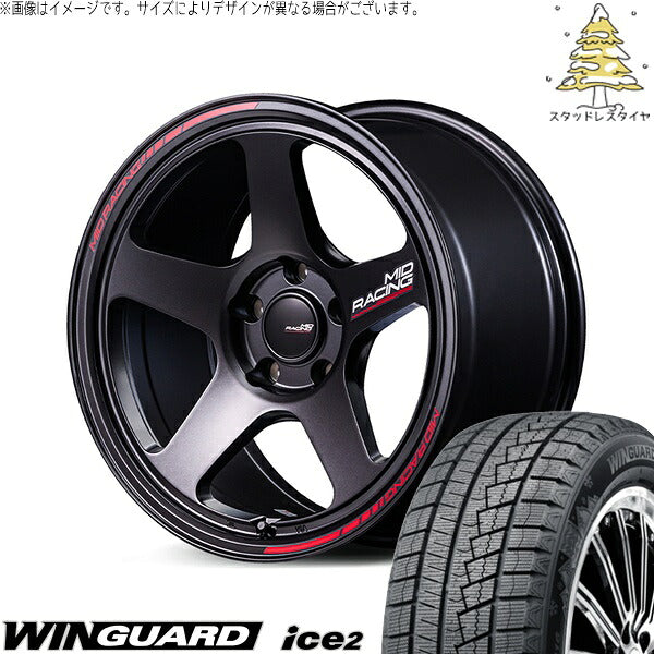 ネクセン ウィンガード アイス2 225/40R18 ＋ MIDレーシング TR50 ターマックブラック 18インチ 8J +45 5H114.3P スタッドレス・ホイール4本セット。1枚目。