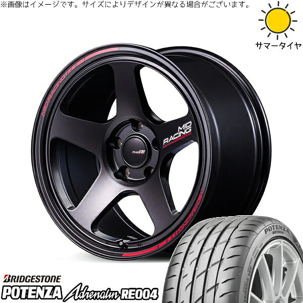 ブリヂストン ポテンザ アドレナリン RE004 225/40R18 ＋ MIDレーシング TR50 ターマックブラック 18インチ 8.5J +45 5H100P サマー・ホイール4本セット。1枚目。