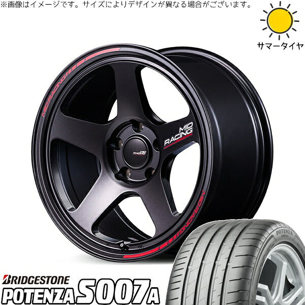 ブリヂストン ポテンザ S007A 215/45R18 ＋ MIDレーシング TR50 ターマックブラック 18インチ 8J +45 5H114.3P サマー・ホイール4本セット。1枚目。