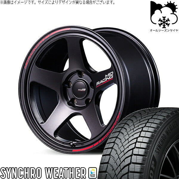 ダンロップ シンクロウェザー 225/40R18 ＋ MIDレーシング TR50 ターマックブラック 18インチ 8.5J +45 5H100P オールシーズン・ホイール4本セット。1枚目。