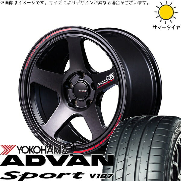 ヨコハマタイヤ アドバンスポーツ V107 225/60R18 ＋ MIDレーシング TR50 ターマックブラック 18インチ 8.5J +45 5H120P サマー・ホイール4本セット。1枚目。