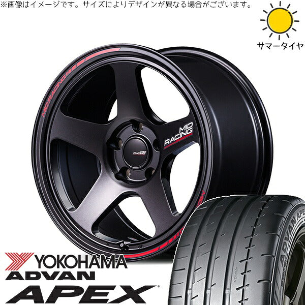 ヨコハマタイヤ アドバン APEX V601 225/40R18 ＋ MIDレーシング TR50 ターマックブラック 18インチ 8J +45 5H114.3P サマー・ホイール4本セット。1枚目。