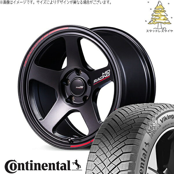 コンチネンタル バイキングコンタクト エイト (VikingContact8) 235/45R17 ＋ MIDレーシング TR50 ターマックブラック 17インチ 7.5J +48 5H114.3P スタッドレス・ホイール4本セット。1枚目。