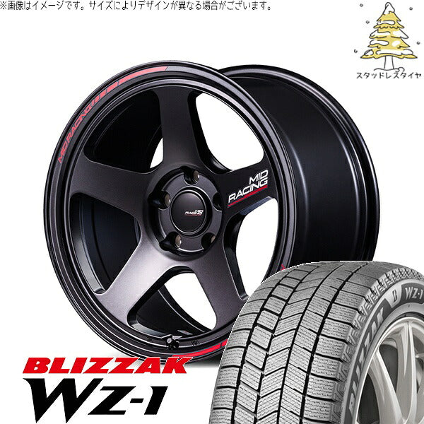 ブリヂストン ブリザック WZ-1 215/50R18 ＋ MIDレーシング TR50 ターマックブラック 18インチ 8J +45 5H114.3P スタッドレス・ホイール4本セット。1枚目。