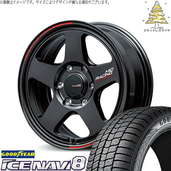 グッドイヤー アイスナビ8 215/65R16 ＋ MIDレーシング TR50 ターマックブラック 16インチ 6.5J +38 6H139.7P スタッドレス・ホイール4本セット。1枚目。
