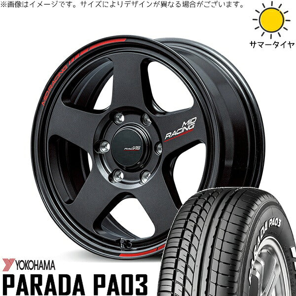 ヨコハマタイヤ パラダ PA03 215/65R16 ＋ MIDレーシング TR50 ターマックブラック 16インチ 6.5J +38 6H139.7P サマー・ホイール4本セット。1枚目。