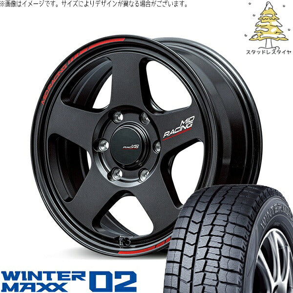 ダンロップ ウィンターマックス02 215/60R17 ＋ MIDレーシング TR50 ターマックブラック 17インチ 6.5J +38 6H139.7P スタッドレス・ホイール4本セット。1枚目。