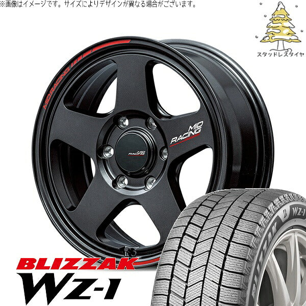 ブリヂストン ブリザック WZ-1 215/70R16 ＋ MIDレーシング TR50 ターマックブラック 16インチ 6.5J +38 6H139.7P スタッドレス・ホイール4本セット。1枚目。