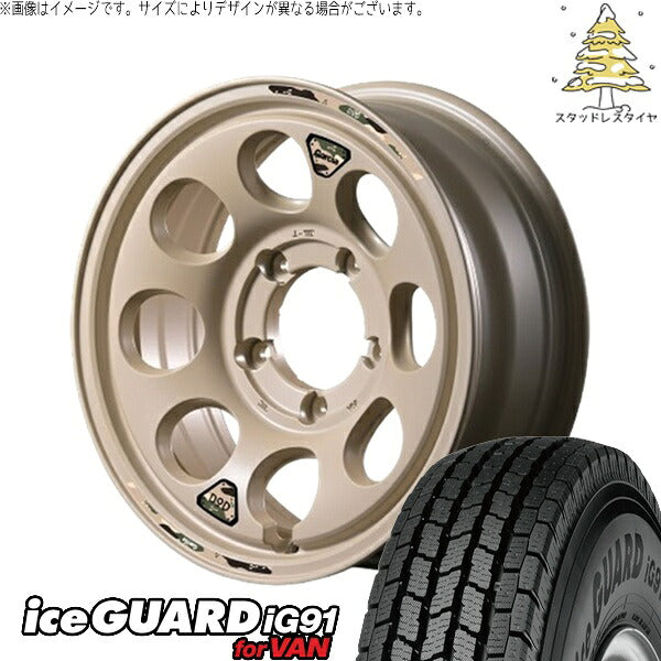 ヨコハマタイヤ アイスガード91 IG91 225/70R16 ＋ MIDホイール x DOD ウシャリン セミグロスサンドベージュ 16インチ 5.5J +20 5H139.7P スタッドレス・ホイール4本セット。1枚目。