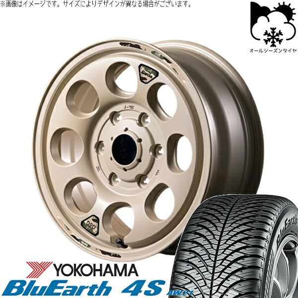 ヨコハマタイヤ ブルーアース4S AW21 215/70R16 ＋ MIDホイール x DOD ウシャリン セミグロスサンドベージュ 16インチ 6.5J +38 6H139.7P オールシーズン・ホイール4本セット。1枚目。