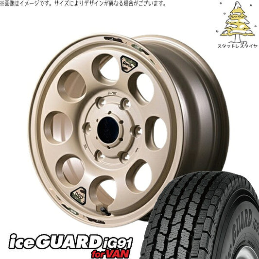 ヨコハマタイヤ アイスガード91 IG91 195/80R15 ＋ MIDホイール x DOD ウシャリン セミグロスサンドベージュ 15インチ 6J +33 6H139.7P スタッドレス・ホイール4本セット。1枚目。