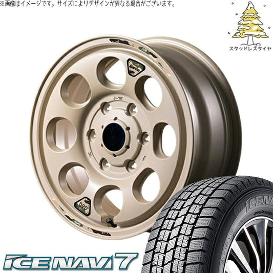 グッドイヤー アイスナビ7 215/70R15 ＋ MIDホイール x DOD ウシャリン セミグロスサンドベージュ 15インチ 6J +33 6H139.7P スタッドレス・ホイール4本セット。1枚目。