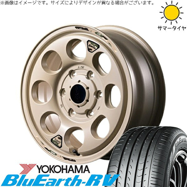 ヨコハマタイヤ ブルーアース RV03 215/65R16 ＋ MIDホイール x DOD ウシャリン セミグロスサンドベージュ 16インチ 6.5J +38 6H139.7P サマー・ホイール4本セット。1枚目。