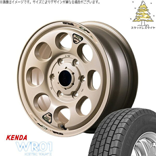 ケンダ アイステックバン WR01 195/80R15 ＋ MIDホイール x DOD ウシャリン セミグロスサンドベージュ 15インチ 6J +33 6H139.7P スタッドレス・ホイール4本セット。1枚目。
