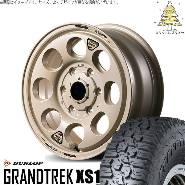 ダンロップ グラントレック XS1 215/70R16 ＋ MIDホイール x DOD ウシャリン セミグロスサンドベージュ 16インチ 6.5J +38 6H139.7P スタッドレス・ホイール4本セット。1枚目。