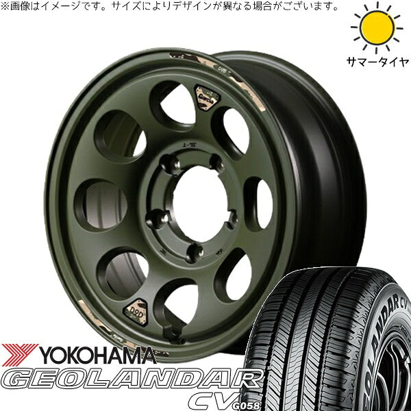 ヨコハマタイヤ ジオランダーCV G058 215/70R16 ＋ MIDホイール x DOD ウシャリン セミグロスODグリーン 16インチ 5.5J +20 5H139.7P サマー・ホイール4本セット。1枚目。