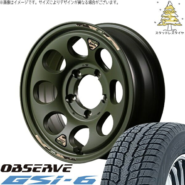 トーヨータイヤ オブザーブ Gsi-6 225/70R16 ＋ MIDホイール x DOD ウシャリン セミグロスODグリーン 16インチ 6J -5 5H139.7P スタッドレス・ホイール4本セット。1枚目。