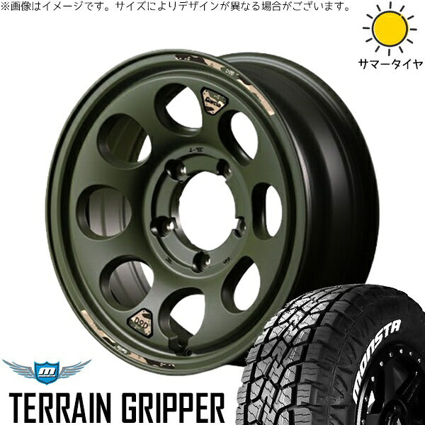 モンスタタイヤ テレーングリッパー 215/70R16 ＋ MIDホイール x DOD ウシャリン セミグロスODグリーン 16インチ 6J -5 5H139.7P サマー・ホイール4本セット。1枚目。