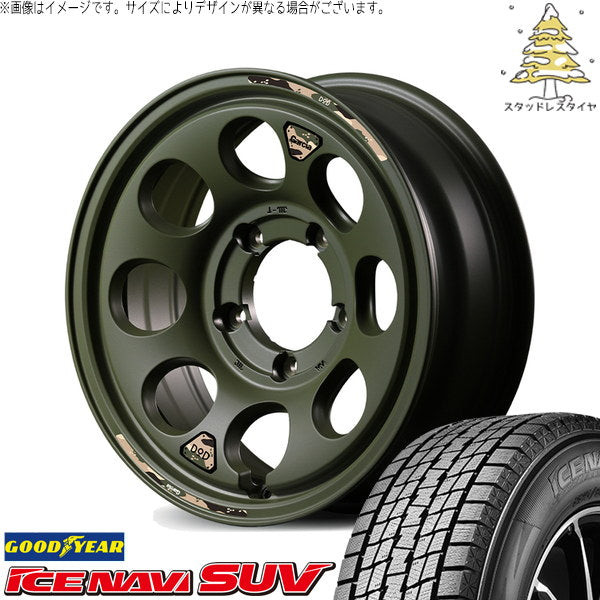 グッドイヤー アイスナビ SUV 175/80R16 ＋ MIDホイール x DOD ウシャリン セミグロスODグリーン 16インチ 5.5J +20 5H139.7P スタッドレス・ホイール4本セット。1枚目。
