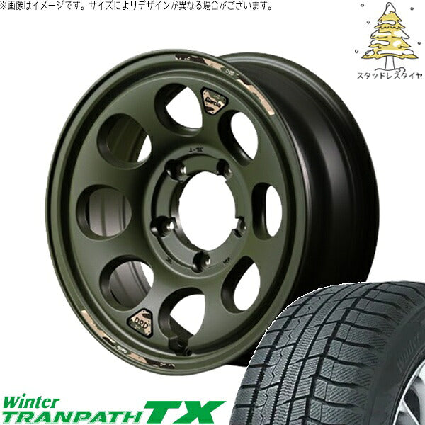 トーヨータイヤ ウィンタートランパス TX 215/70R16 ＋ MIDホイール x DOD ウシャリン セミグロスODグリーン 16インチ 6J -5 5H139.7P スタッドレス・ホイール4本セット。1枚目。