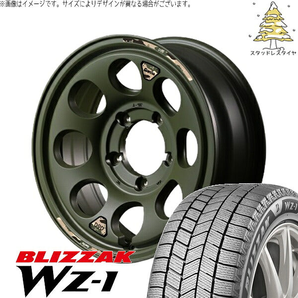 ブリヂストン ブリザック WZ-1 (BLIZZAK WZ-1) 215/70R16 ＋ MIDホイール x DOD ウシャリン セミグロスODグリーン 16インチ 5.5J +20 5H139.7P スタッドレス・ホイール4本セット。1枚目。