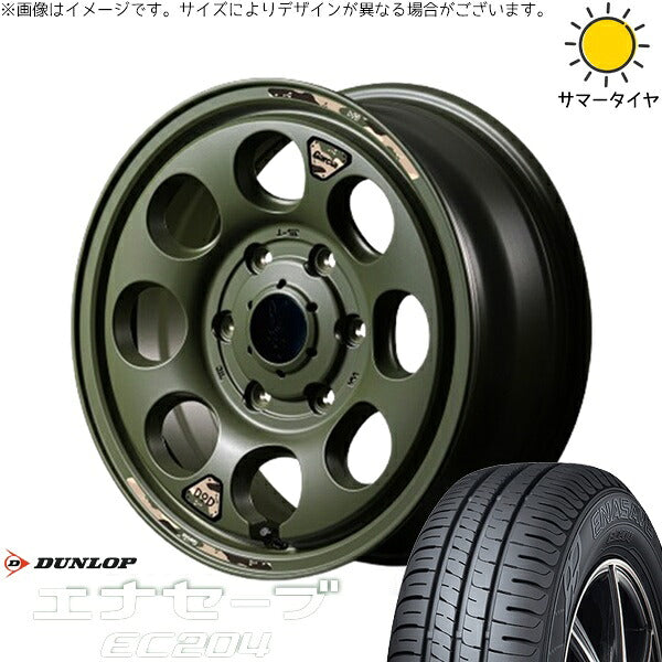 ダンロップ エナセーブ EC204 215/65R16 ＋ MIDホイール x DOD ウシャリン セミグロスODグリーン 16インチ 6.5J +38 6H139.7P サマー・ホイール4本セット。1枚目。