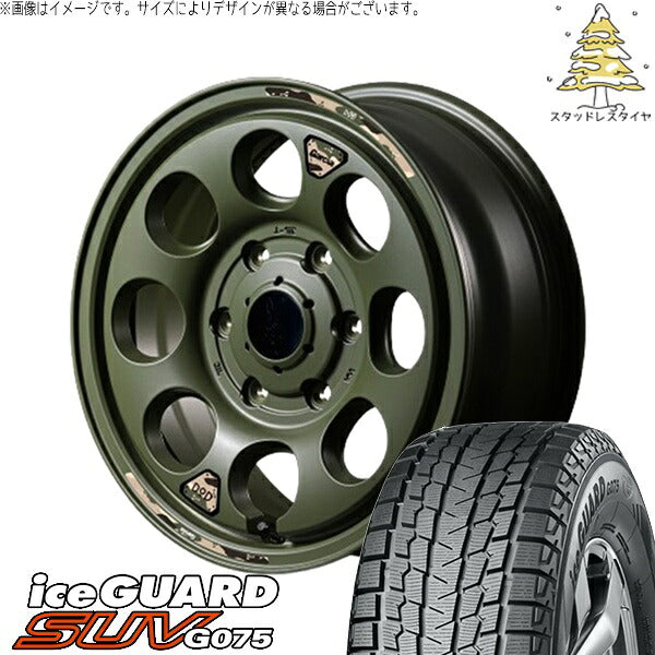 ヨコハマタイヤ アイスガード SUV G075 215/65R16 ＋ MIDホイール x DOD ウシャリン セミグロスODグリーン 16インチ 6.5J +38 6H139.7P スタッドレス・ホイール4本セット。1枚目。