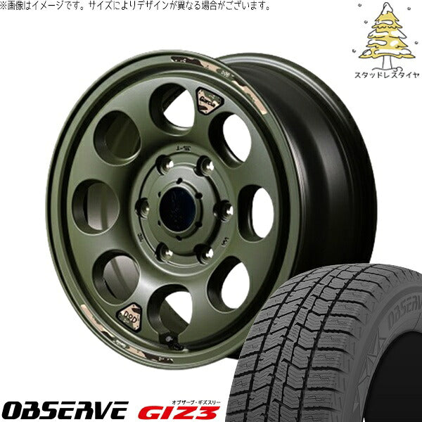 トーヨータイヤ オブザーブ GIZ3 215/65R16 ＋ MIDホイール x DOD ウシャリン セミグロスODグリーン 16インチ 6.5J +38 6H139.7P スタッドレス・ホイール4本セット。1枚目。