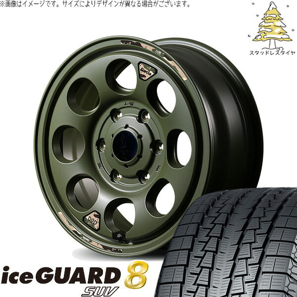 ヨコハマタイヤ アイスガード8 SUV 215/65R16 ＋ MIDホイール x DOD ウシャリン セミグロスODグリーン 16インチ 6.5J +38 6H139.7P スタッドレス・ホイール4本セット。1枚目。