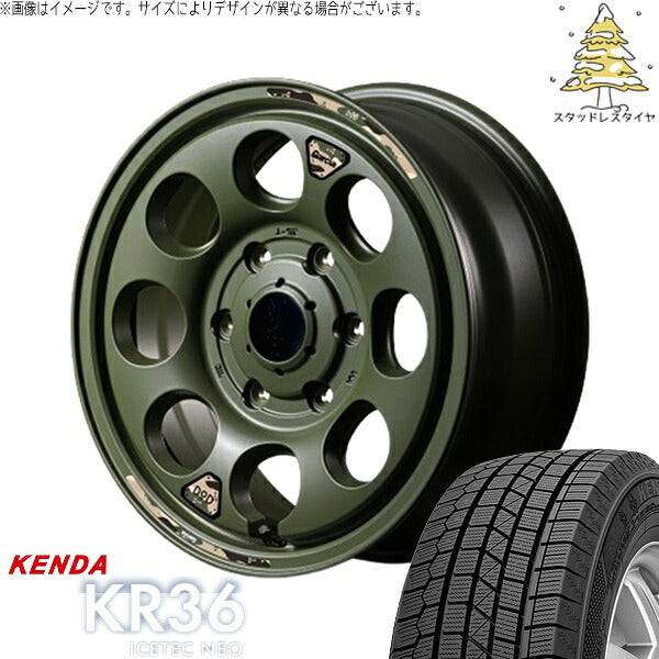 ケンダ アイステックネオ KR36 (ICETEC NEO KR36) 215/65R16 ＋ MIDホイール x DOD ウシャリン セミグロスODグリーン 16インチ 6.5J +38 6H139.7P スタッドレス・ホイール4本セット。1枚目。