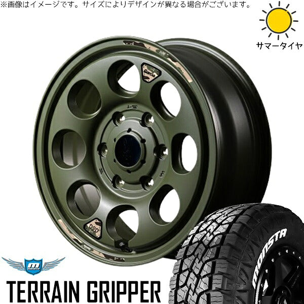 モンスタタイヤ テレーングリッパー (TERRAIN GRIPPER) 215/70R16 ＋ MIDホイール x DOD ウシャリン セミグロスODグリーン 16インチ 6.5J +38 6H139.7P サマー・ホイール4本セット。1枚目。