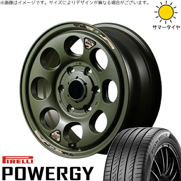 ピレリ パワジー 215/65R16 ＋ MIDホイール x DOD ウシャリン セミグロスODグリーン 16インチ 6.5J +38 6H139.7P サマー・ホイール4本セット。1枚目。