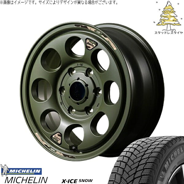 ミシュラン エックスアイス スノー (X-ICE SNOW) 215/70R16 ＋ MIDホイール x DOD ウシャリン セミグロスODグリーン 16インチ 6.5J +38 6H139.7P スタッドレス・ホイール4本セット。1枚目。