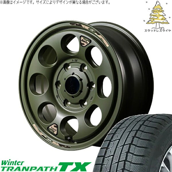 トーヨータイヤ ウィンタートランパス TX 215/65R16 ＋ MIDホイール x DOD ウシャリン セミグロスODグリーン 16インチ 6.5J +38 6H139.7P スタッドレス・ホイール4本セット。1枚目。