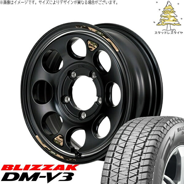 ブリヂストン ブリザック DM-V3 175/80R16 ＋ MIDホイール x DOD ウシャリン セミグロスブラック/リム 16インチ 5.5J +20 5H139.7P スタッドレス・ホイール4本セット。1枚目。