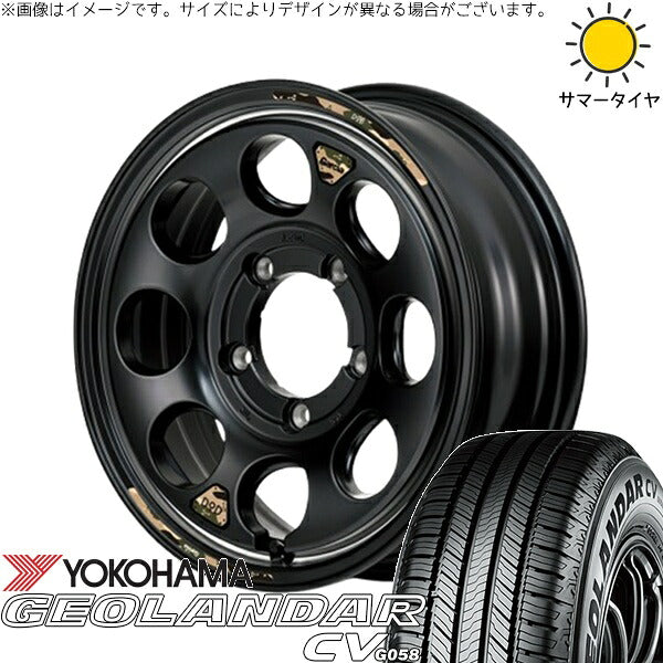 ヨコハマタイヤ ジオランダーCV G058 225/70R16 ＋ MIDホイール x DOD ウシャリン セミグロスブラック/リム 16インチ 5.5J +20 5H139.7P サマー・ホイール4本セット。1枚目。