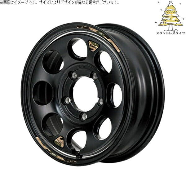 輸入スタッドレスタイヤ（銘柄指定不可） 215/70R16 ＋ MIDホイール x DOD ウシャリン セミグロスブラック/リム 16インチ 5.5J +20 5H139.7P ホイール4本セット。1枚目。