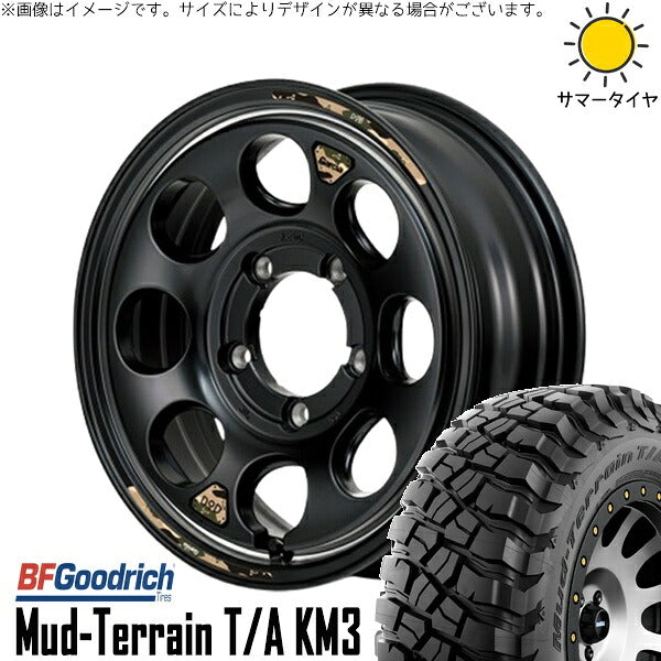 BFグッドリッチ マッドテレーン T/A KM3 225/75R16 ＋ MIDホイール x DOD ウシャリン セミグロスブラック/リム 16インチ 6J -5 5H139.7P サマー・ホイール4本セット。1枚目。