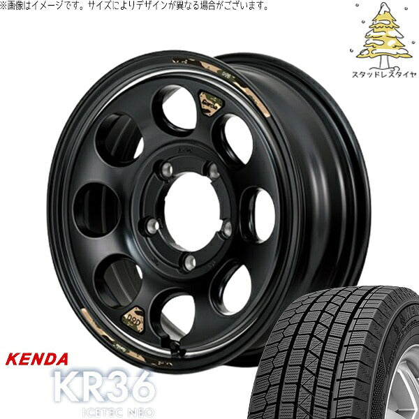 ケンダ アイステックネオ KR36 215/70R16 ＋ MIDホイール x DOD ウシャリン セミグロスブラック/リム 16インチ 6J -5 5H139.7P スタッドレス・ホイール4本セット。1枚目。