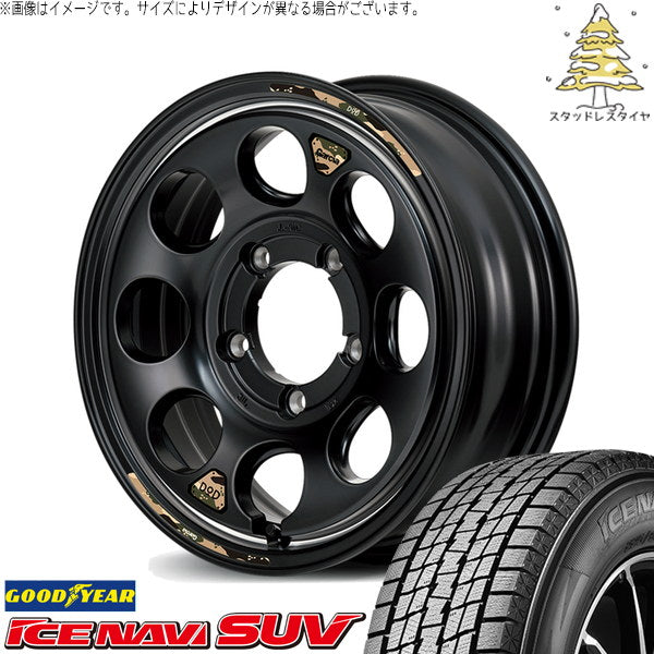 グッドイヤー アイスナビ SUV 225/70R16 ＋ MIDホイール x DOD ウシャリン セミグロスブラック/リム 16インチ 6J -5 5H139.7P スタッドレス・ホイール4本セット。1枚目。