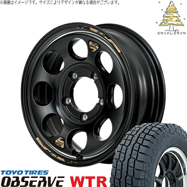 トーヨータイヤ オブザーブ W/T-R 225/70R16 ＋ MIDホイール x DOD ウシャリン セミグロスブラック/リム 16インチ 6J -5 5H139.7P スタッドレス・ホイール4本セット。1枚目。