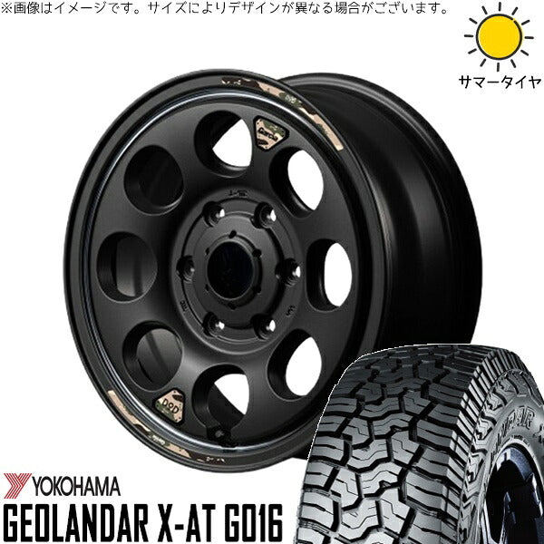 ヨコハマタイヤ ジオランダー X-A/T G016 (GEOLANDAR X-A/T G016) 215/70R16 ＋ MIDホイール x DOD ウシャリン セミグロスブラック/リム 16インチ 6.5J +38 6H139.7P サマー・ホイール4本セット。1枚目。