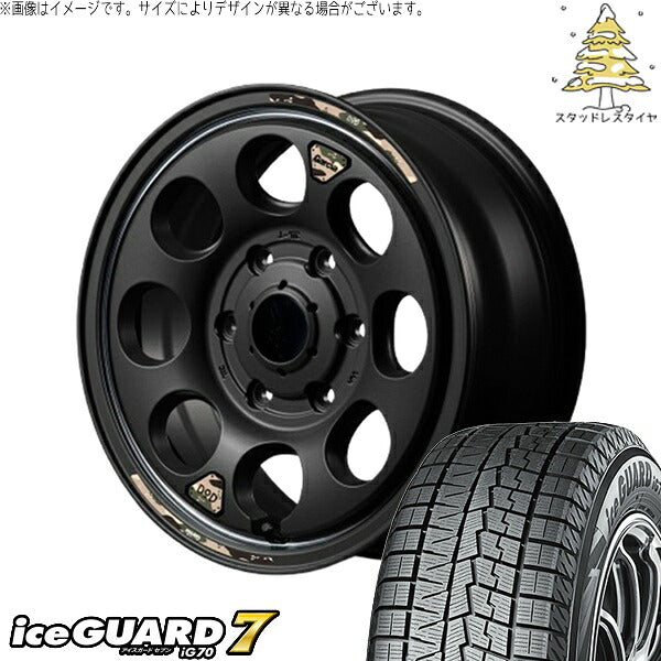 ヨコハマタイヤ アイスガード セブン (iceGUARD7 IG70) 215/65R16 ＋ MIDホイール x DOD ウシャリン セミグロスブラック/リム 16インチ 6.5J +38 6H139.7P スタッドレス・ホイール4本セット。1枚目。