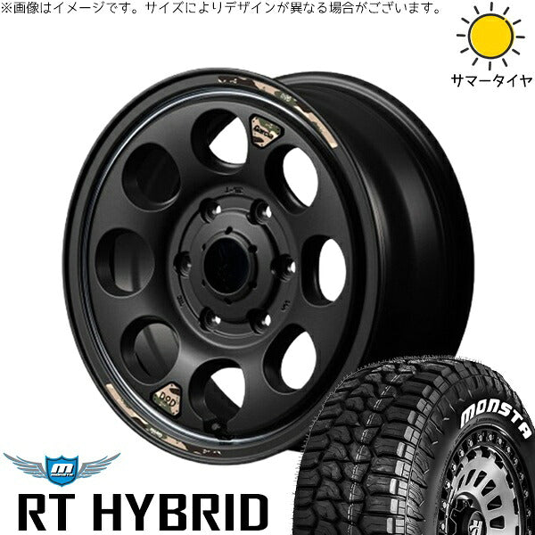 モンスタタイヤ RTハイブリッド (RT HYBRID) 215/65R16 ＋ MIDホイール x DOD ウシャリン セミグロスブラック/リム 16インチ 6.5J +38 6H139.7P サマー・ホイール4本セット。1枚目。