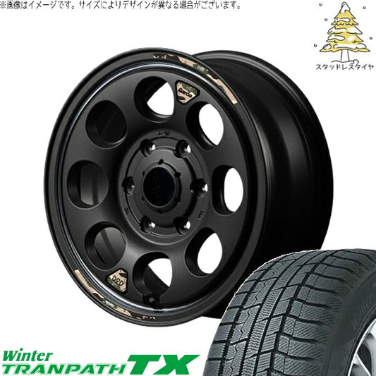トーヨータイヤ ウィンタートランパス TX 215/70R15 ＋ MIDホイール x DOD ウシャリン セミグロスブラック/リム 15インチ 6J +33 6H139.7P スタッドレス・ホイール4本セット。1枚目。